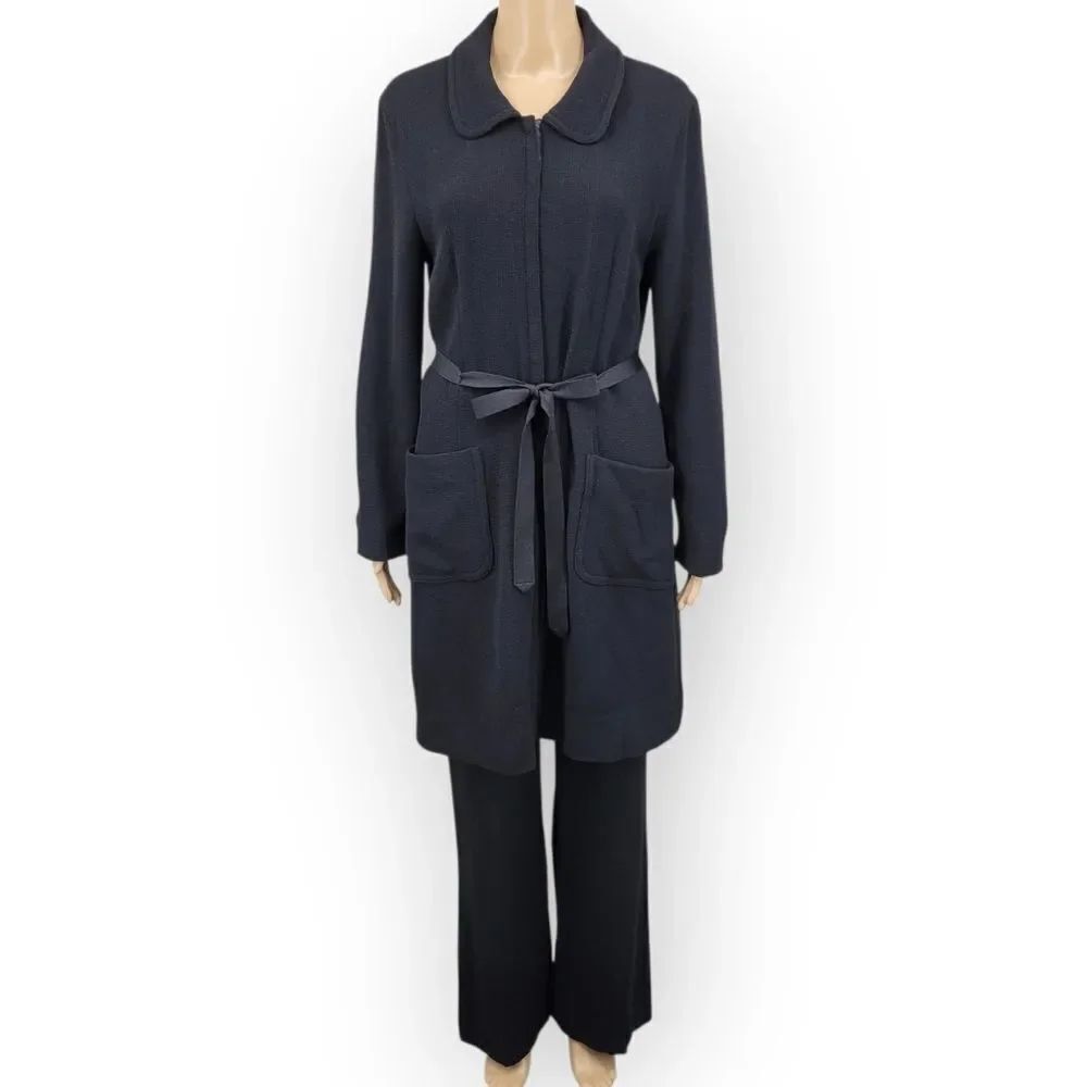 Charles Chang Lima Vintage Longline Tunic Blazer Jacket And Trousets Set Black